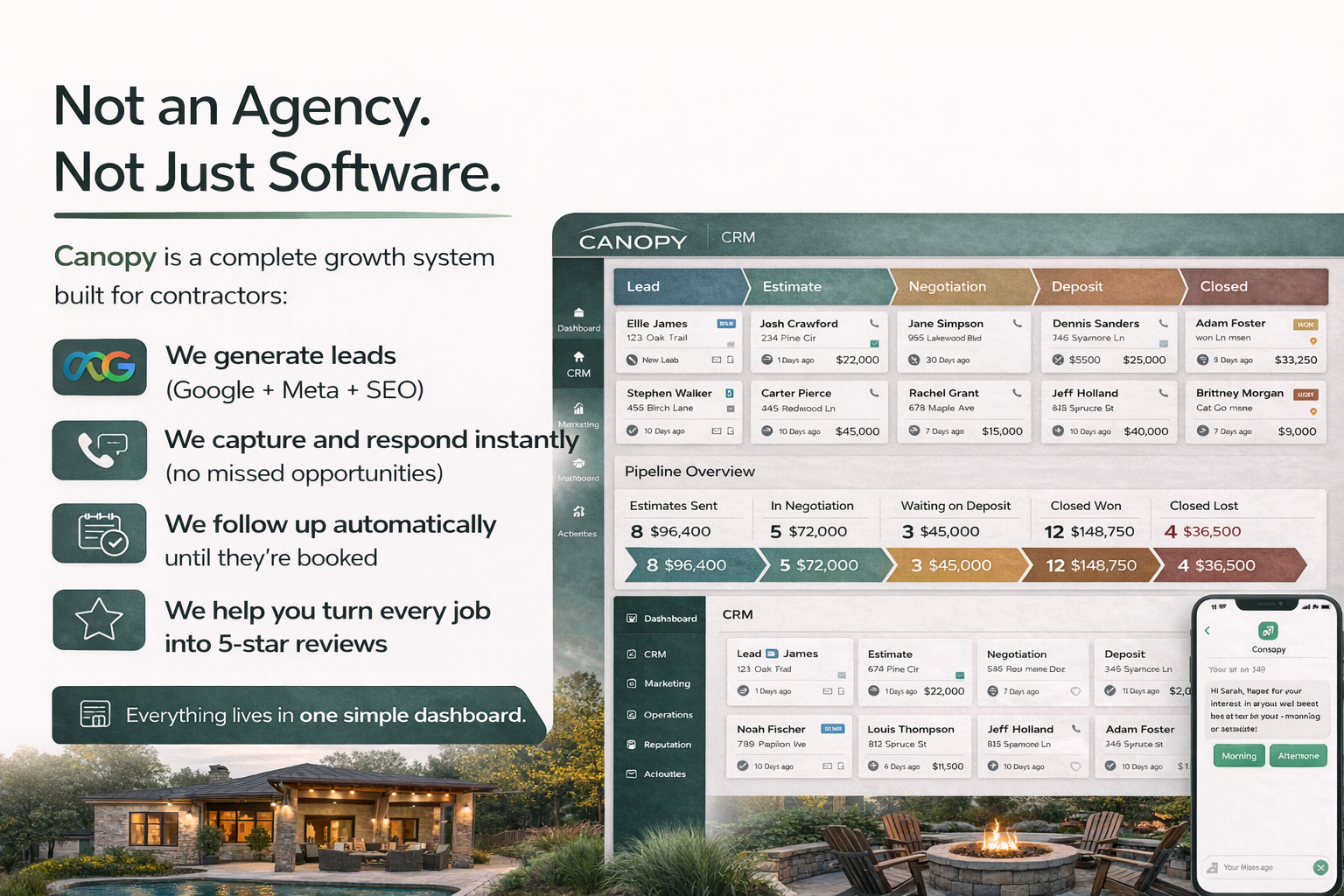 Canopy dashboards, showing we are not just a agency or a software company.